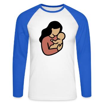 Mom Baby Boho Minimalism - Unisex Long Sleeve Baseball T-Shirt - white/royal blue - Front - Nik (191cm)