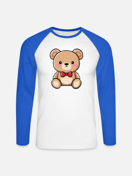 Teddybär, süßes Plüschkind, Teddybär - Unisex Baseballshirt langarm - Weiß/Royalblau