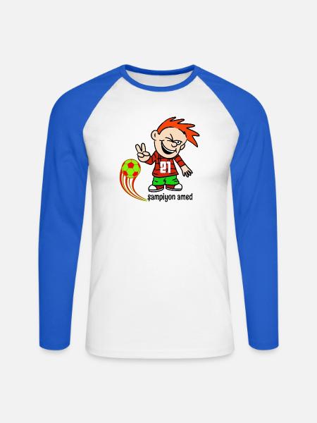 21 amed frech sampiyon amed - Unisex Baseballshirt langarm - Weiß/Royalblau