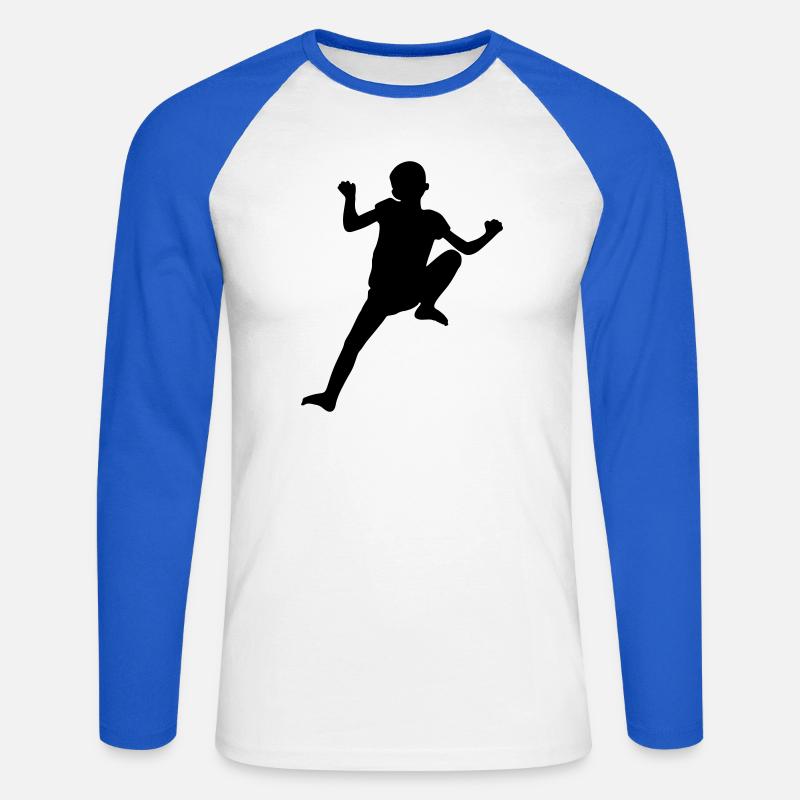 Spider Climber Boy – Kletterabenteuer - Unisex Baseballshirt langarm - Weiß/Royalblau