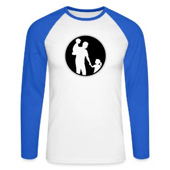 Vater Kind Silhouette Spazieren Familie Papa Liebe - Unisex Baseballshirt langarm - Weiß/Royalblau - Vorne - Nik (191cm)