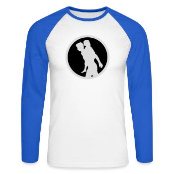Vater Kind Silhouette Spazieren Familie Papa Liebe - Unisex Baseballshirt langarm - Weiß/Royalblau - Vorne - Nik (191cm)
