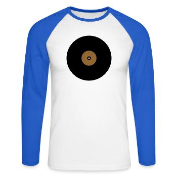 Schallplatte Kreis Textfeld Basis - Unisex Baseballshirt langarm - Weiß/Royalblau - Vorne - Nik (191cm)