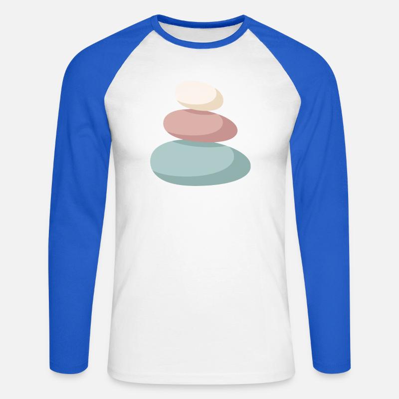Pastel Stone Stack - Unisex Long Sleeve Baseball T-Shirt - white/royal blue