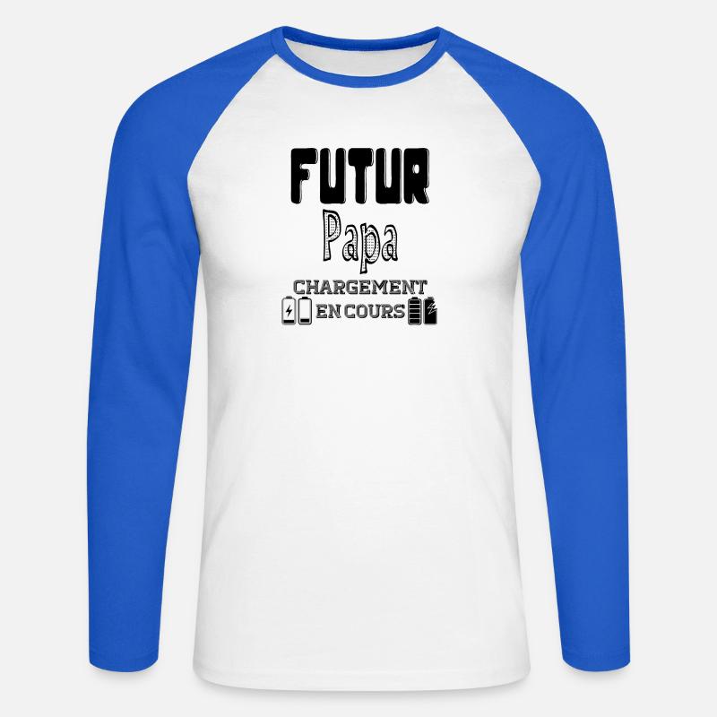 Daddy-to-be Loading In Progress - Unisex Long Sleeve Baseball T-Shirt - white/royal blue