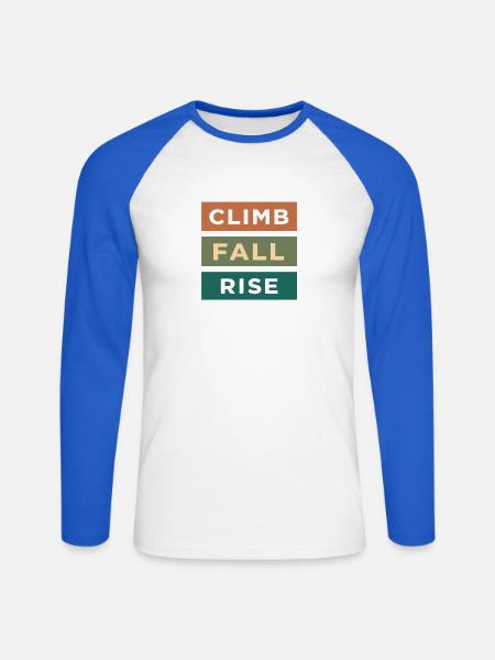 Aufstieg, Fall, Aufstieg, Klettern & Berge - Unisex Baseballshirt langarm - Weiß/Royalblau