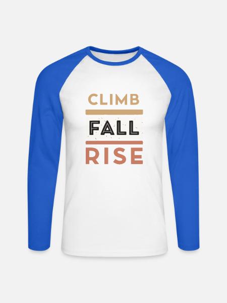 Bergaufstieg, Fall- und Aufstieg - Unisex Baseballshirt langarm - Weiß/Royalblau