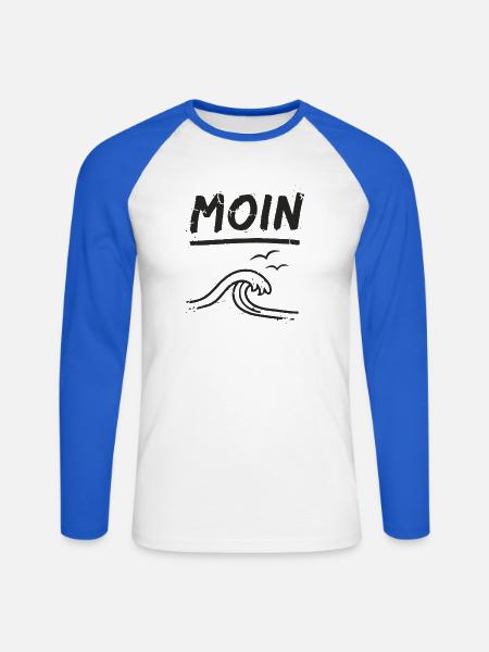 Moin Ostfriesland Ostfriese Nordsee - Unisex Baseballshirt langarm - Weiß/Royalblau