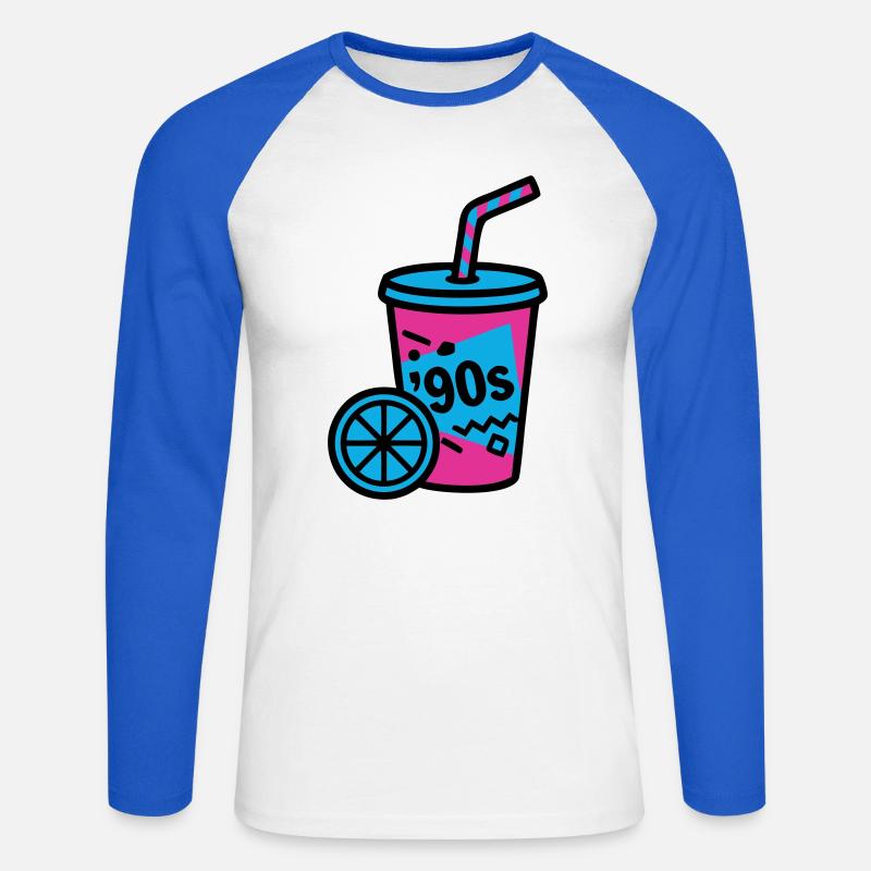 90s Retro Becher Slush Sommer - Unisex Baseballshirt langarm - Weiß/Royalblau