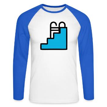  Pool Leiter Schwimmbad Icon - Unisex Baseballshirt langarm - Weiß/Royalblau - Vorne - Nik (191cm)