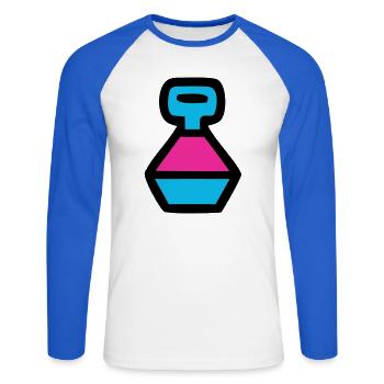  Retro Trinkflasche 90er Pop Art - Unisex Baseballshirt langarm - Weiß/Royalblau - Vorne - Nik (191cm)