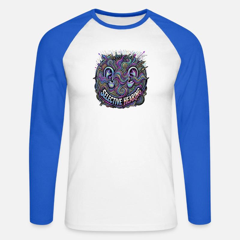 Selective Hearing - Unisex Baseballshirt langarm - Weiß/Royalblau
