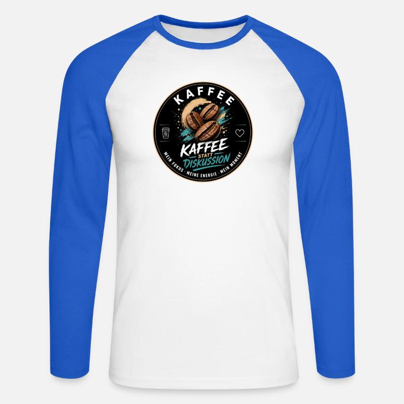 Kaffee Diskussion - modern - Unisex Baseballshirt langarm - Weiß/Royalblau