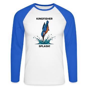 Kingfisher Splash Kingfisher River - Unisex Baseballshirt langarm - Weiß/Royalblau - Vorne - Nik (191cm)