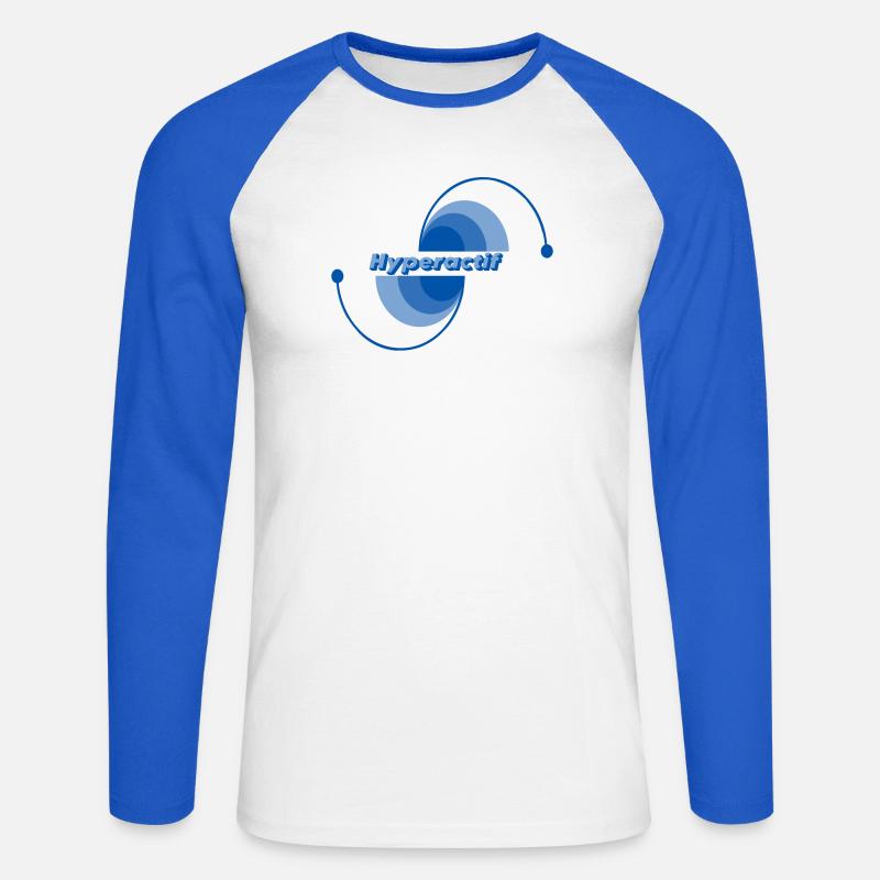 Hyperactive - Unisex Long Sleeve Baseball T-Shirt - white/royal blue