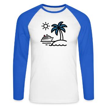 Vacances de Palm à Cruise Island - T-shirt baseball manches longues Homme - blanc/bleu royal - Devant - Nik (191cm)