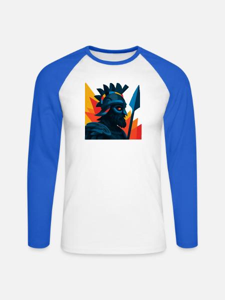 Griechisch-spartanischer Krieger - Unisex Baseballshirt langarm - Weiß/Royalblau