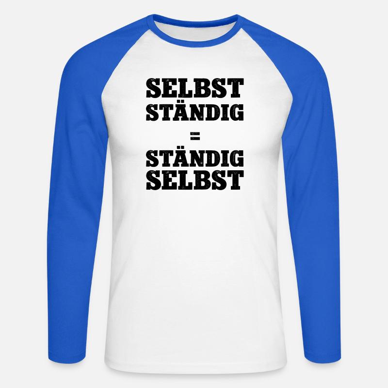 Selbstständig Selbstständigkeit Chef Werden Firma  - Unisex Baseballshirt langarm - Weiß/Royalblau