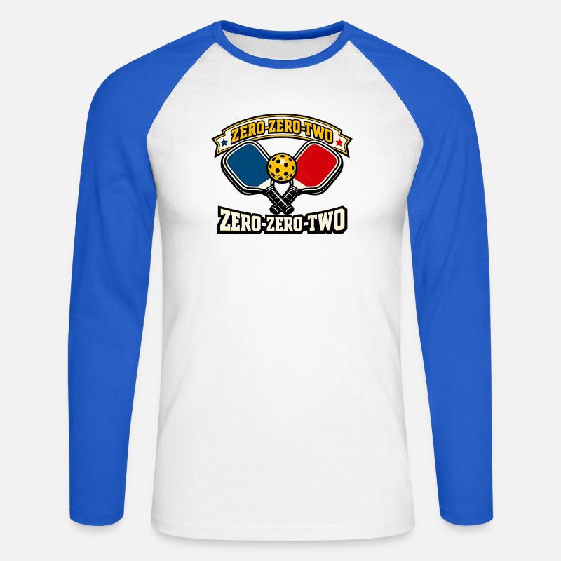 Zero-Zero-Two Paddelball Emblem - Unisex Baseballshirt langarm - Weiß/Royalblau