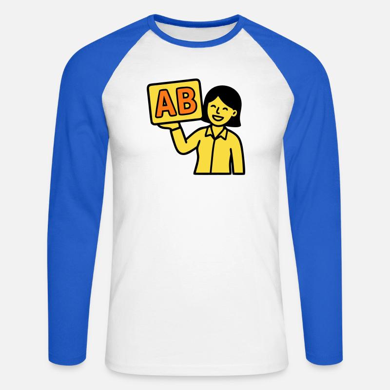 Lehrerin Grundschule ABC Vektor - Unisex Baseballshirt langarm - Weiß/Royalblau