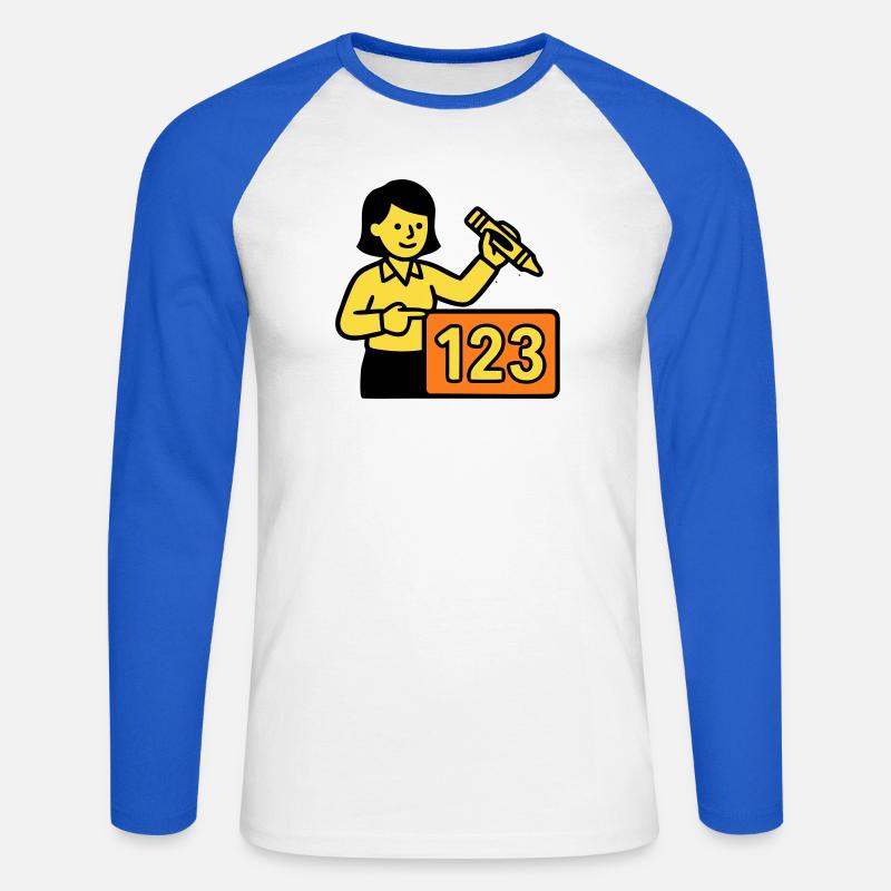 Lehrerin Mathe 123 Schule - Unisex Baseballshirt langarm - Weiß/Royalblau