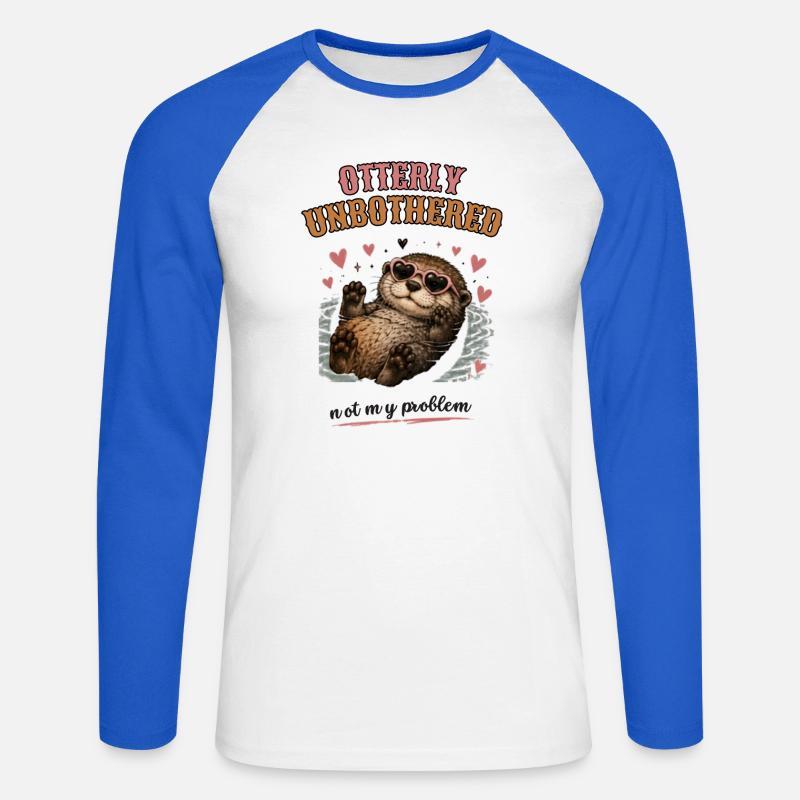 Otterly Unbothered Not My Problem - Unisex Baseballshirt langarm - Weiß/Royalblau