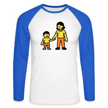 Logo de la main de l’enfant de l’enseignante de maternelle - T-shirt baseball manches longues Homme - blanc/bleu royal - Devant - Nik (191cm)