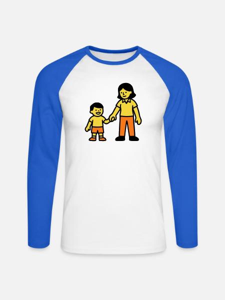 Erzieherin Kind Hand Logo - Unisex Baseballshirt langarm - Weiß/Royalblau