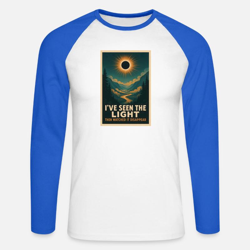 Light Disappears | Eclipse - Unisex Long Sleeve Baseball T-Shirt - white/royal blue