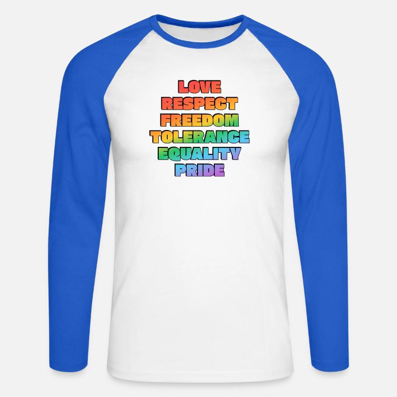 Rainbow Pride Values - Unisex Long Sleeve Baseball T-Shirt - white/royal blue