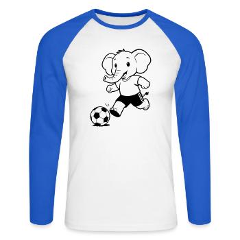 Elephant Football - Unisex Baseballshirt langarm - Weiß/Royalblau - Vorne - Nik (191cm)
