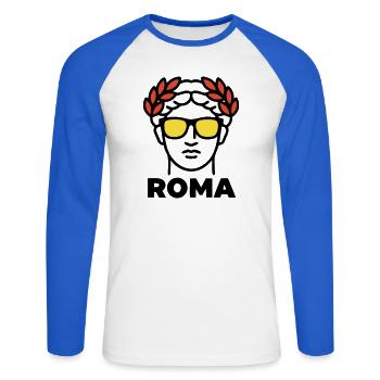 Rom Statue Sonnenbrille Italien Urlaub - Unisex Baseballshirt langarm - Weiß/Royalblau - Vorne - Nik (191cm)