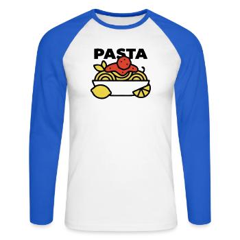 Pasta Schüssel Spaghetti Italien Foodie - Unisex Baseballshirt langarm - Weiß/Royalblau - Vorne - Nik (191cm)