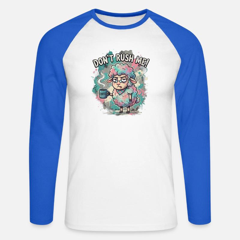 Dont Rush Me Kaffee Schaf Cartoon - Unisex Baseballshirt langarm - Weiß/Royalblau