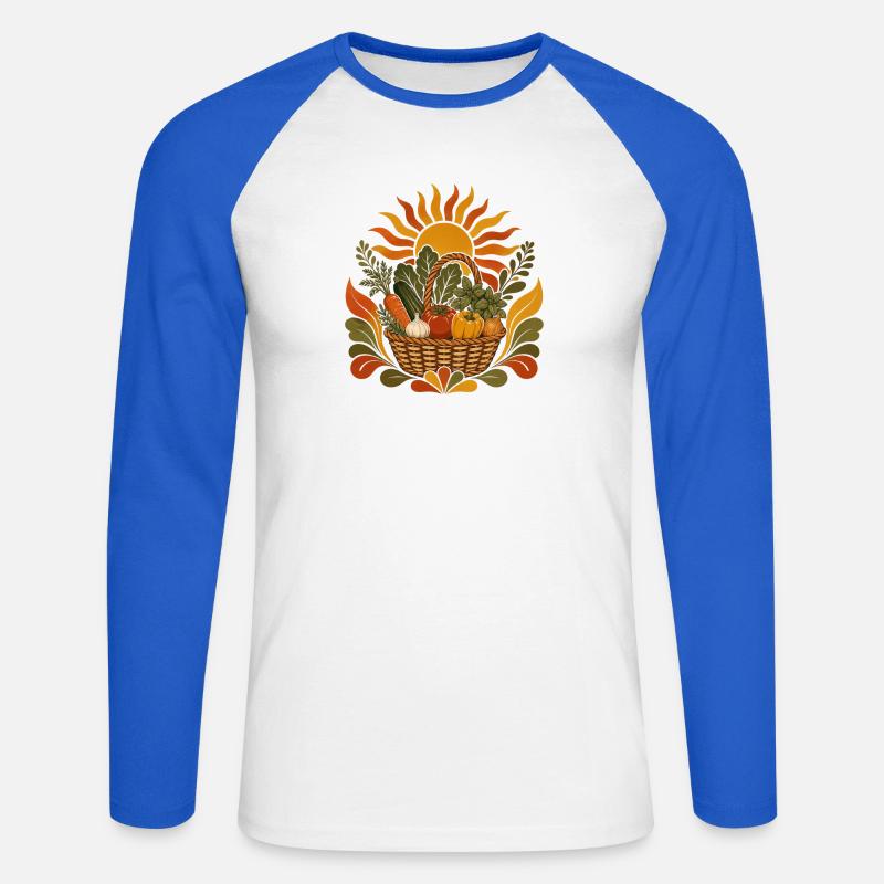 Sommerernte Korb - Unisex Baseballshirt langarm - Weiß/Royalblau