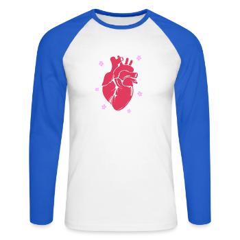 Cardiogramme, cardiographie, échographie, échographie - T-shirt baseball manches longues Homme - blanc/bleu royal - Devant - Nik (191cm)