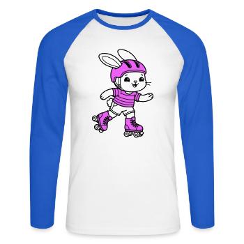 Rollschuhmädchen - Unisex Baseballshirt langarm - Weiß/Royalblau - Vorne - Nik (191cm)