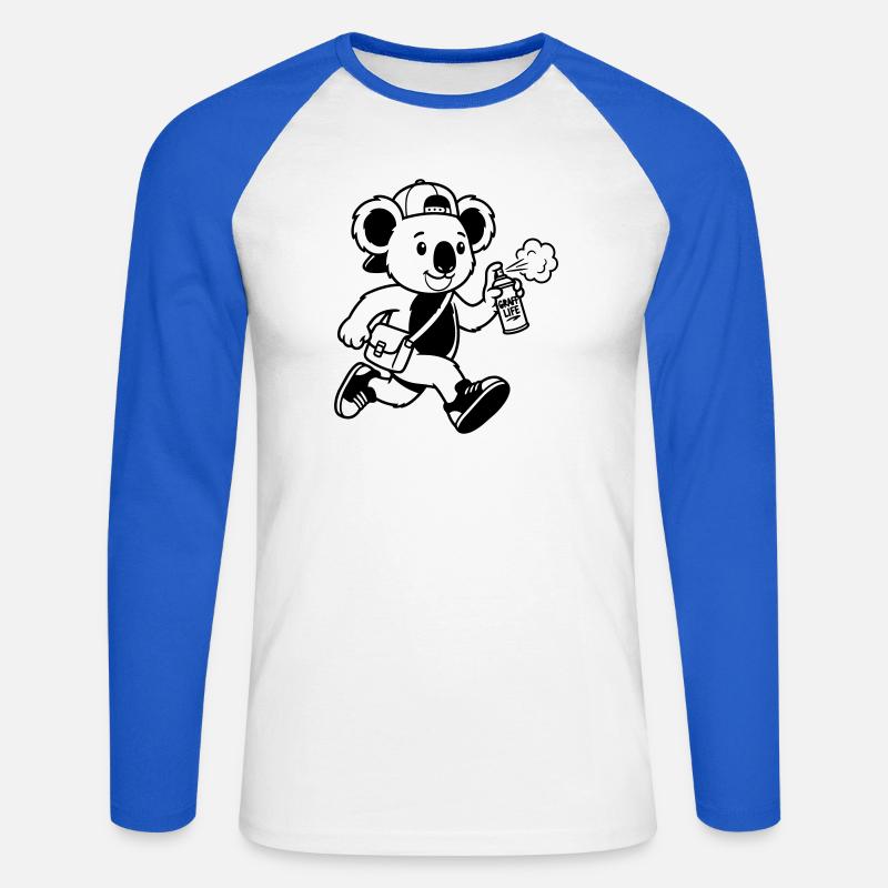 Graffiti - Unisex Baseballshirt langarm - Weiß/Royalblau