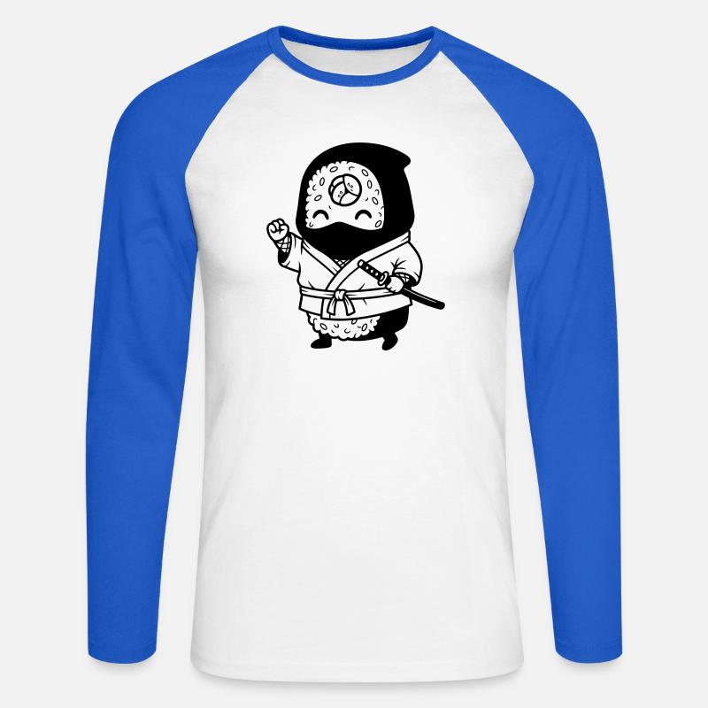 Sushi Samurai Kawaii - Unisex Baseballshirt langarm - Weiß/Royalblau