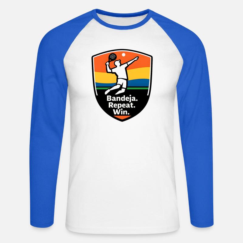 Bandeja Repeat Win Schild - Unisex Baseballshirt langarm - Weiß/Royalblau