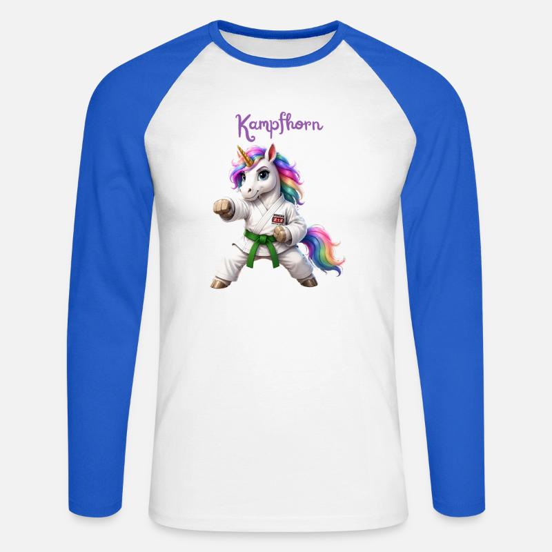 Das Kampfhorn - Unisex Baseballshirt langarm - Weiß/Royalblau