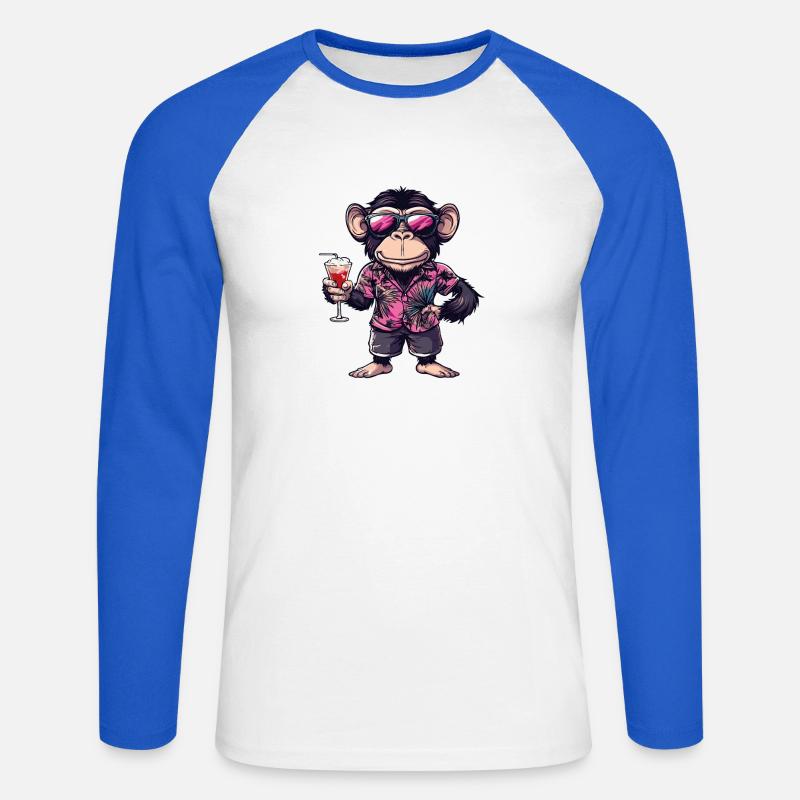 Gorilla Comic Sommer - Unisex Baseballshirt langarm - Weiß/Royalblau