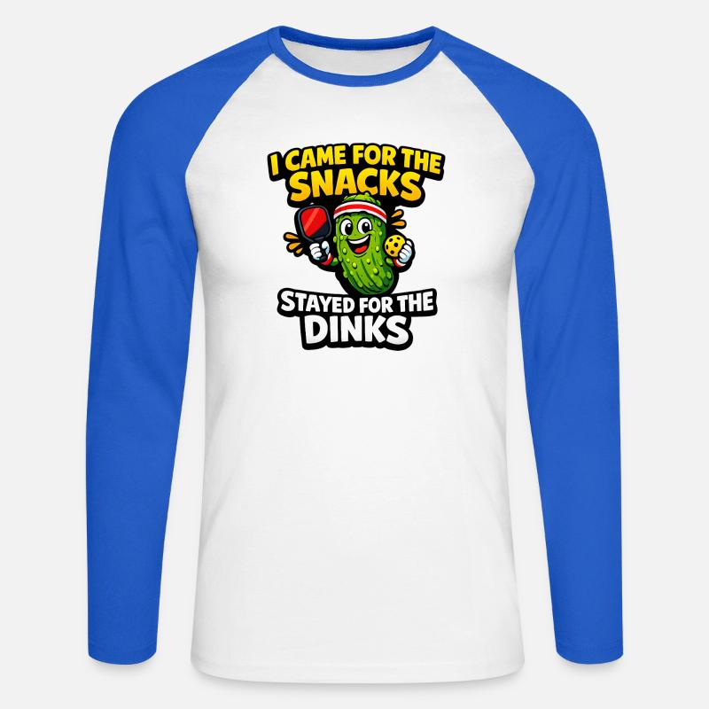 Gurkenheld: Snacks statt Dinks - Unisex Baseballshirt langarm - Weiß/Royalblau
