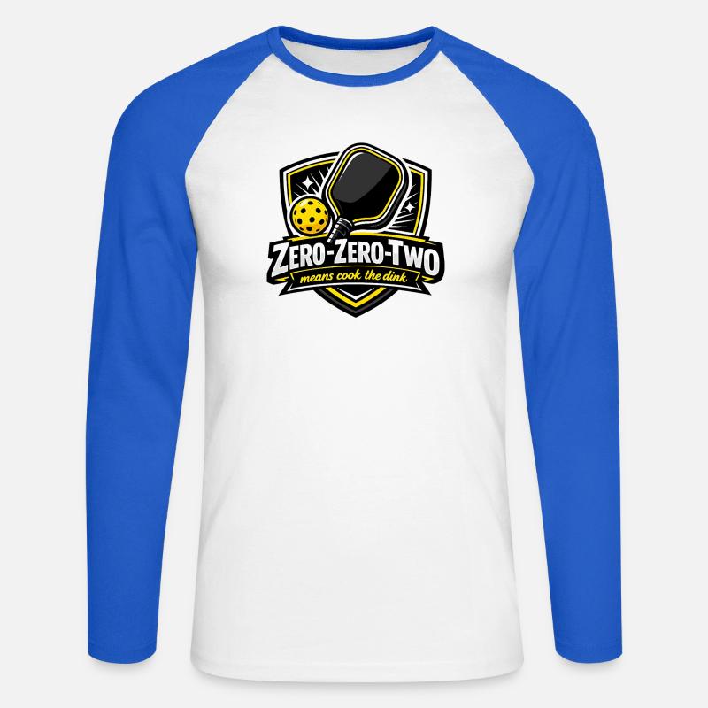 Zero-Zero-Two Pingpong Sieg Design - Unisex Baseballshirt langarm - Weiß/Royalblau
