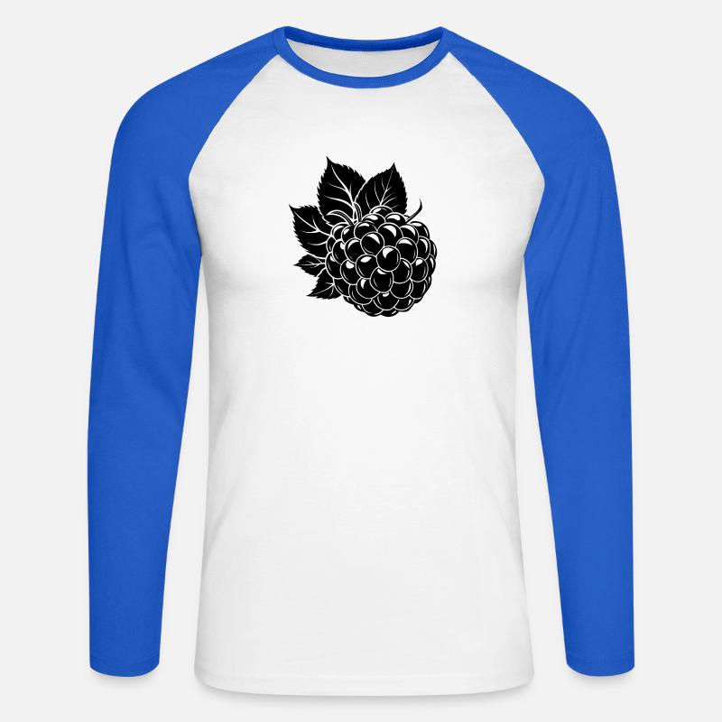Brombeeren - Unisex Baseballshirt langarm - Weiß/Royalblau