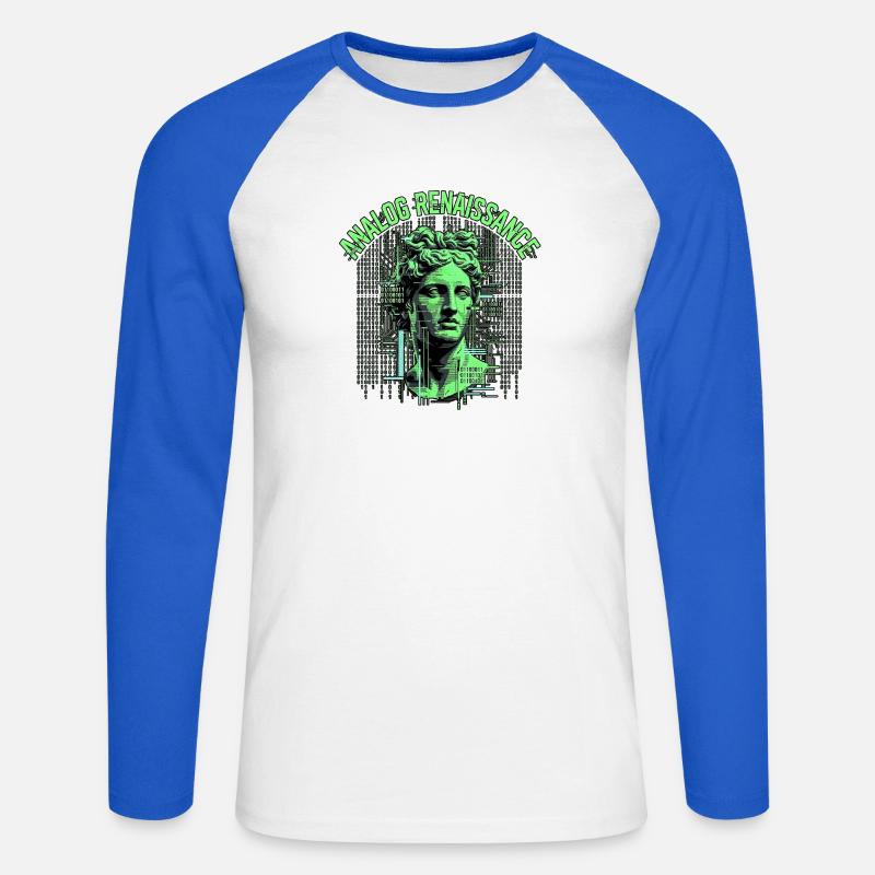 Analog Renaissance Tech - Unisex Baseballshirt langarm - Weiß/Royalblau