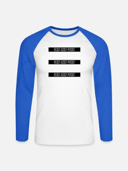 Resist Assist Persist Activism Motivation Logo - Unisex Long Sleeve Baseball T-Shirt - white/royal blue