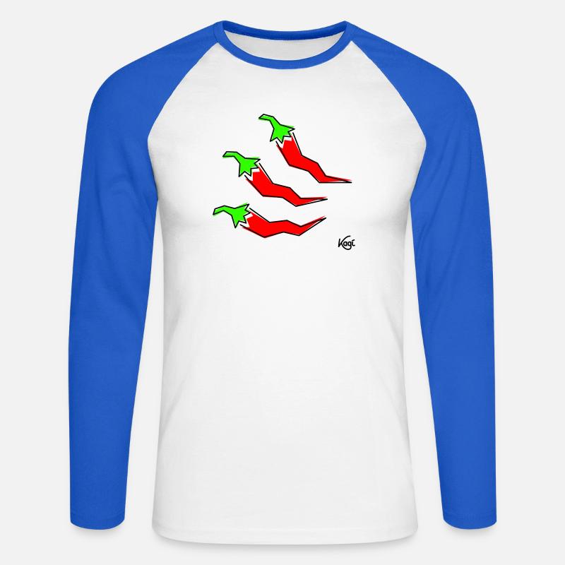 three pepperonis - Unisex Long Sleeve Baseball T-Shirt - white/royal blue