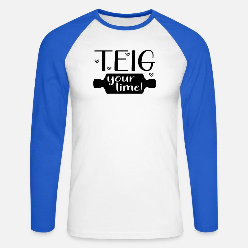Pasta Roll Baking Time - Unisex Long Sleeve Baseball T-Shirt - white/royal blue