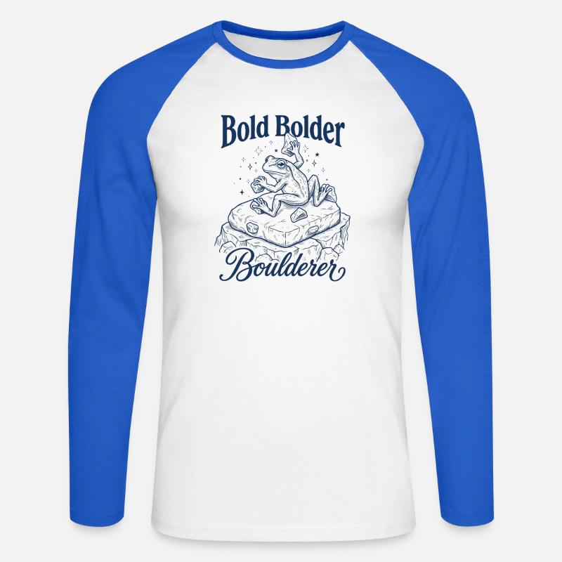 Bouldern Bold Bolder Boulderer - Unisex Baseballshirt langarm - Weiß/Royalblau